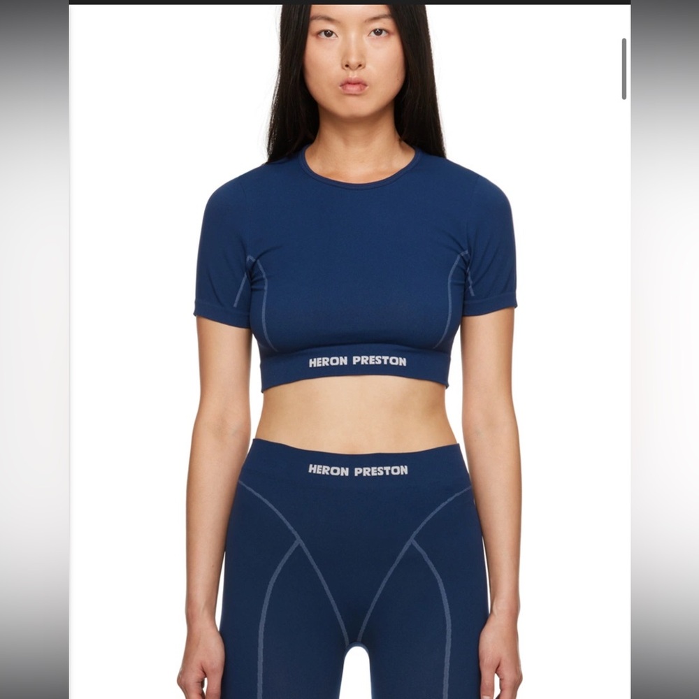 Heron Preston Navy Active Top Sz Sm